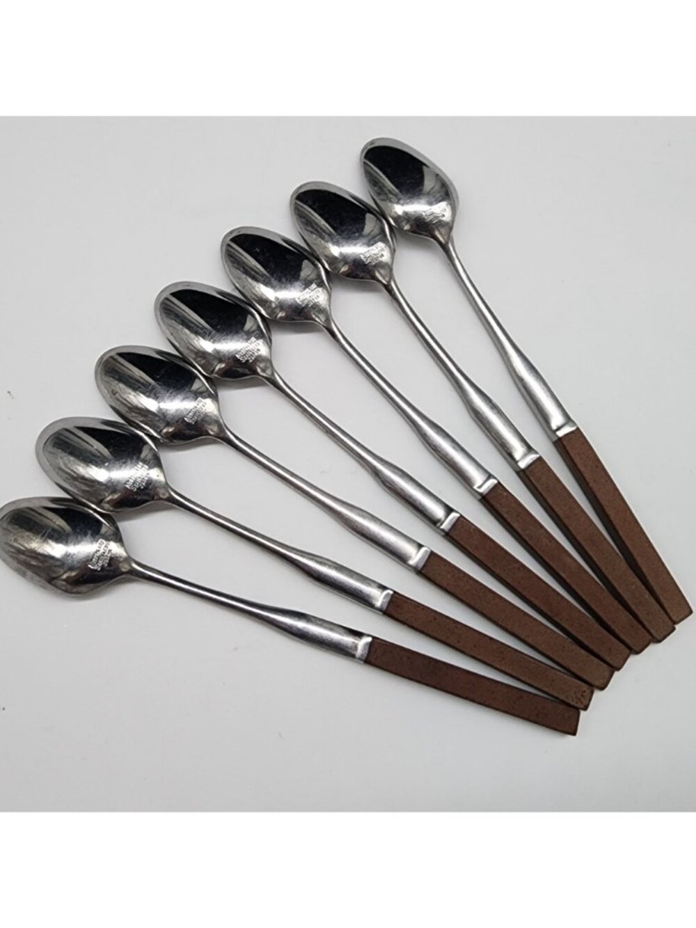 Oneida Northland Stainless Wood Handle Iced Tea Spoons Lot of 7 - Picture 4 of 5